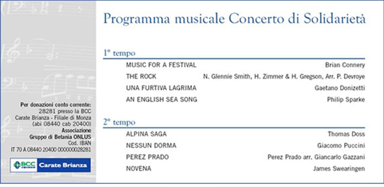 programma del concerto note di luce